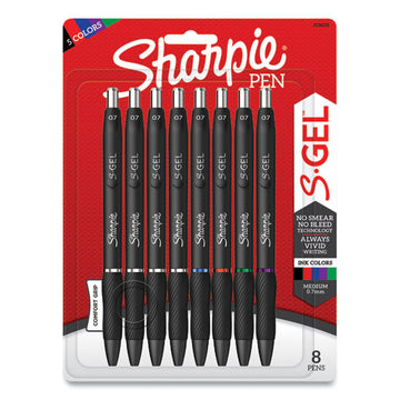 Sharpie® S-Gel™ S-gel High-performance Gel Pen, Retractable, Medium 0.7 Mm, Five Assorted Ink Colors, Black Barrel, 8-pack freeshipping - TVN Wholesale